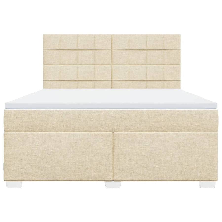 Boxspring met matras stof crèmekleurig 180x200 cm
