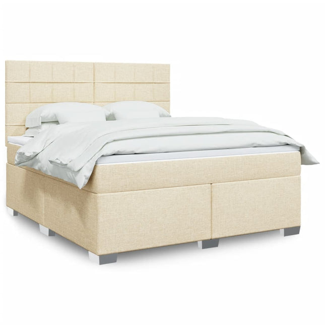 Boxspring met matras stof crèmekleurig 180x200 cm