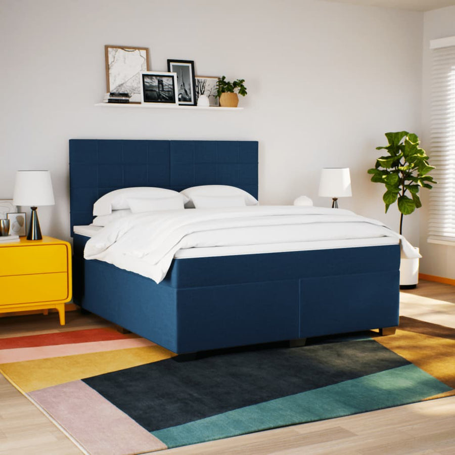 Boxspring met matras stof blauw 180x200 cm