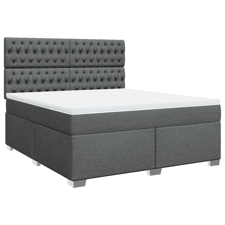 Boxspring met matras stof donkergrijs 180x200 cm