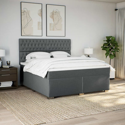 Boxspring met matras stof donkergrijs 180x200 cm
