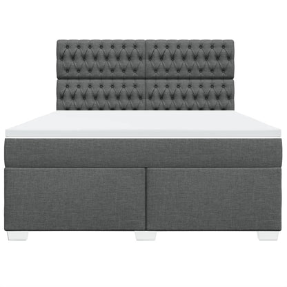 Boxspring met matras stof donkergrijs 180x200 cm