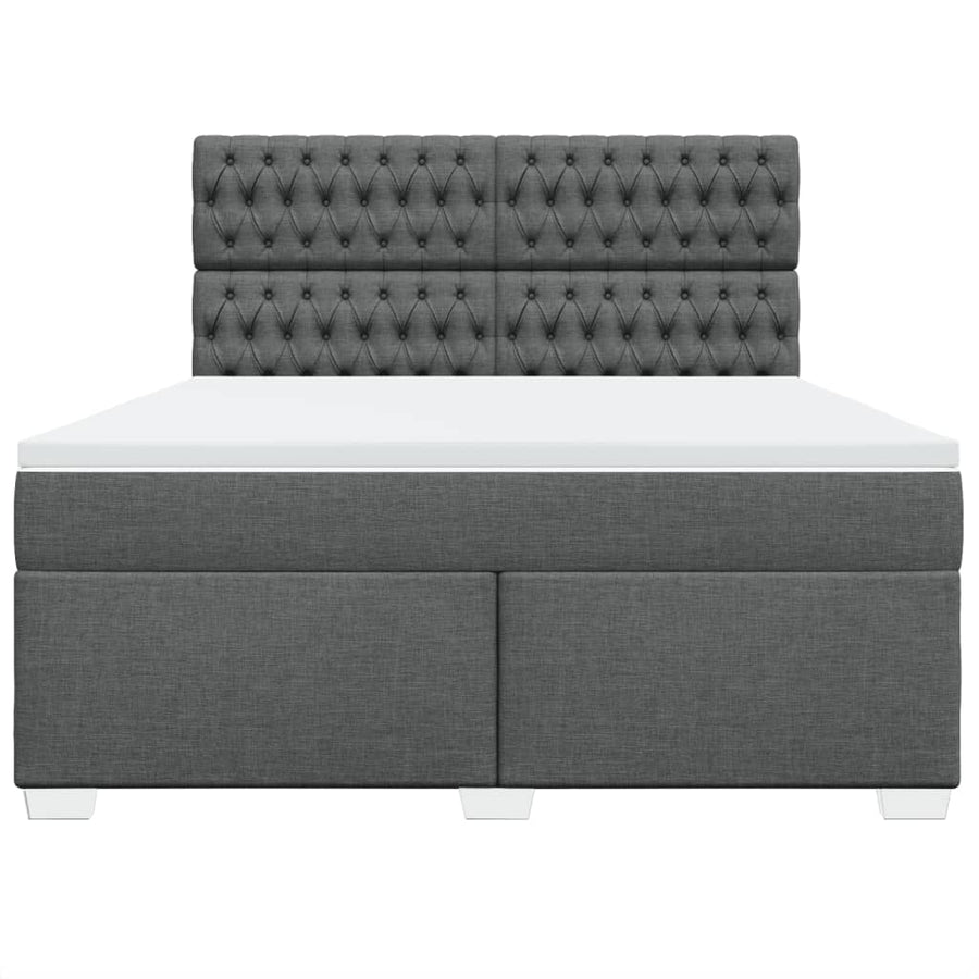 Boxspring met matras stof donkergrijs 180x200 cm