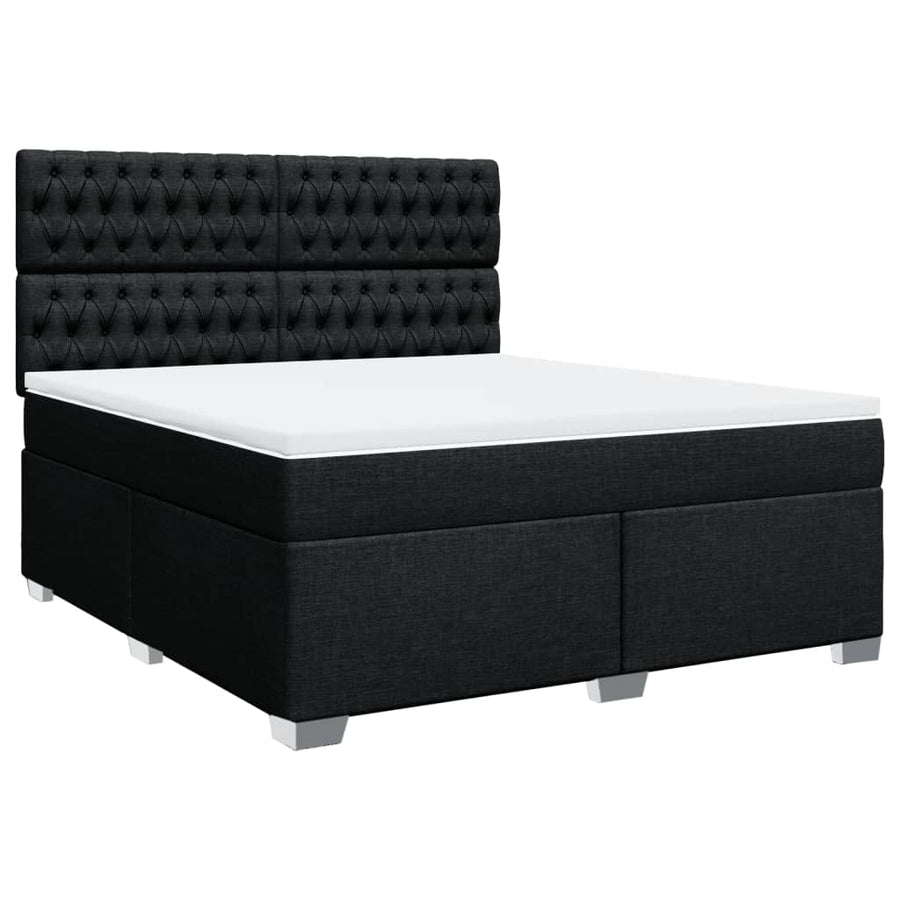 Boxspring met matras stof zwart 180x200 cm