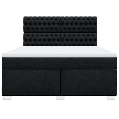 Boxspring met matras stof zwart 180x200 cm