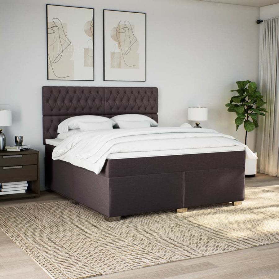 Boxspring met matras stof donkerbruin 180x200 cm