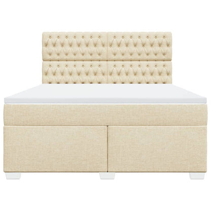 Boxspring met matras stof crèmekleurig 180x200 cm
