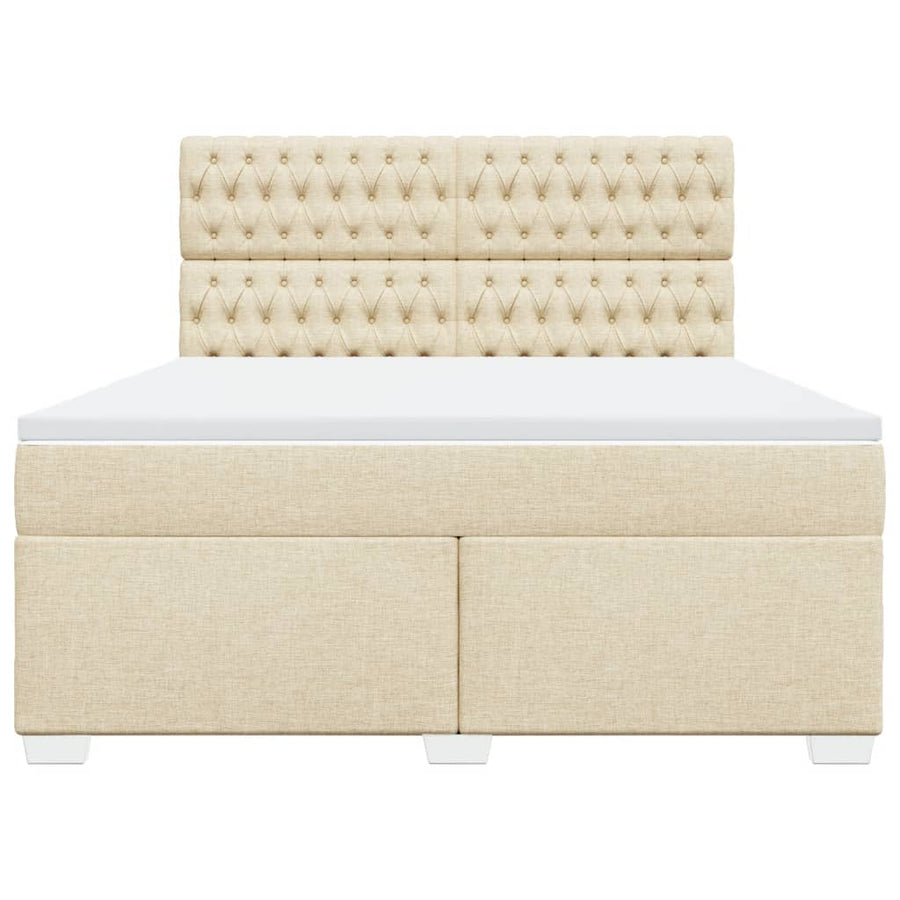 Boxspring met matras stof crèmekleurig 180x200 cm