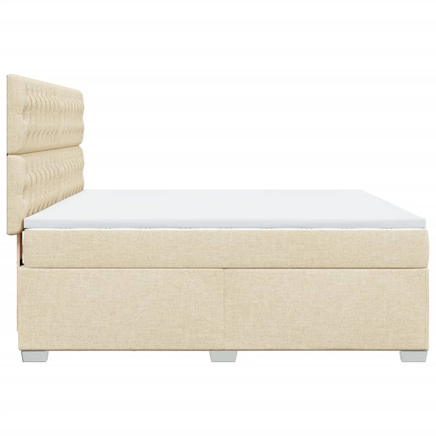 Boxspring met matras stof crèmekleurig 180x200 cm