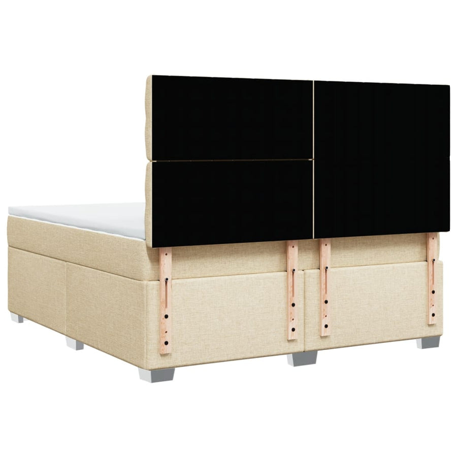Boxspring met matras stof crèmekleurig 180x200 cm