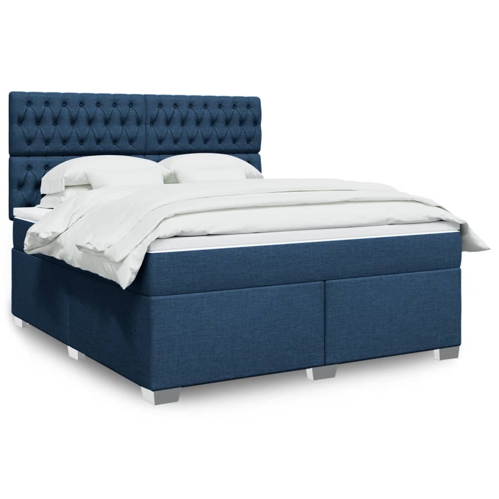 Boxspring met matras stof blauw 180x200 cm