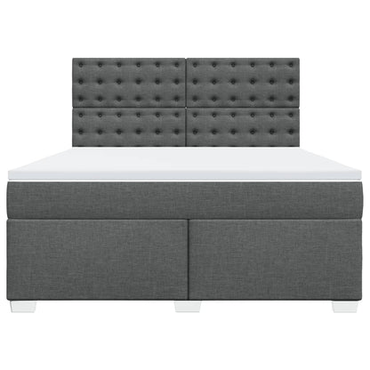 Boxspring met matras stof donkergrijs 180x200 cm