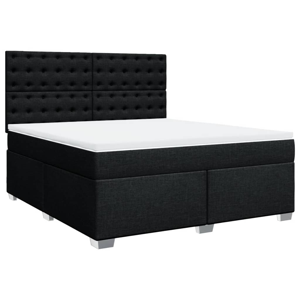 Boxspring met matras stof zwart 180x200 cm