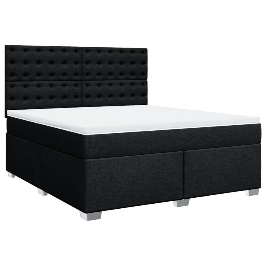 Boxspring met matras stof zwart 180x200 cm