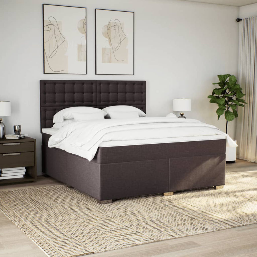 Boxspring met matras stof donkerbruin 180x200 cm