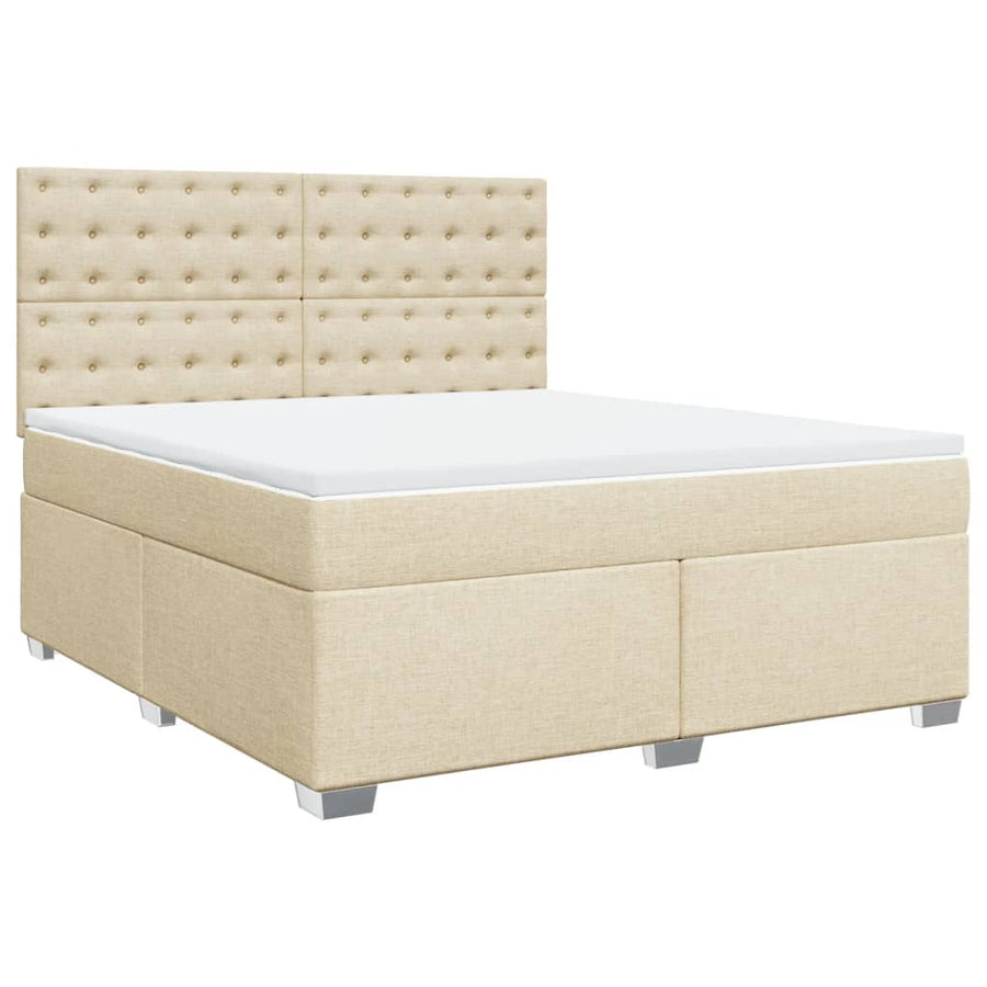 Boxspring met matras stof crèmekleurig 180x200 cm