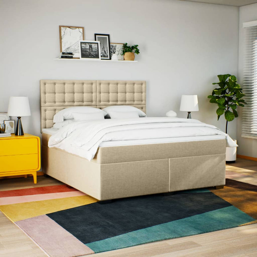 Boxspring met matras stof crèmekleurig 180x200 cm