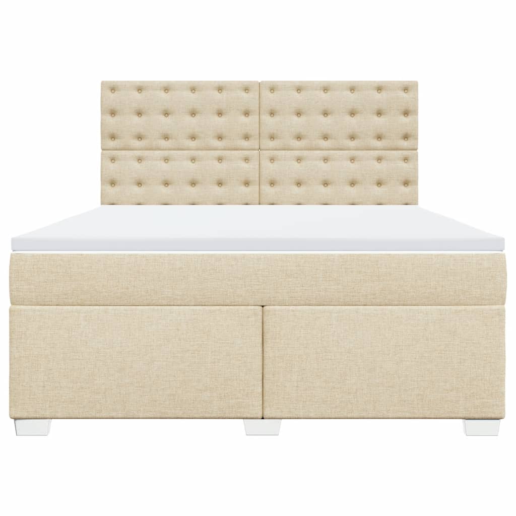 Boxspring met matras stof crèmekleurig 180x200 cm