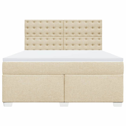 Boxspring met matras stof crèmekleurig 180x200 cm