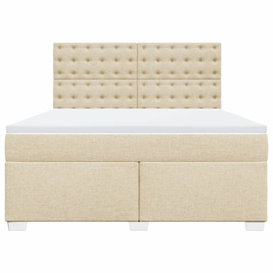 Boxspring met matras stof crèmekleurig 180x200 cm