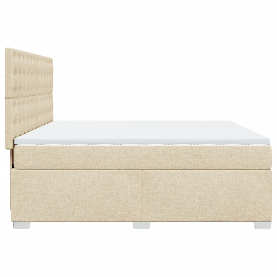 Boxspring met matras stof crèmekleurig 180x200 cm
