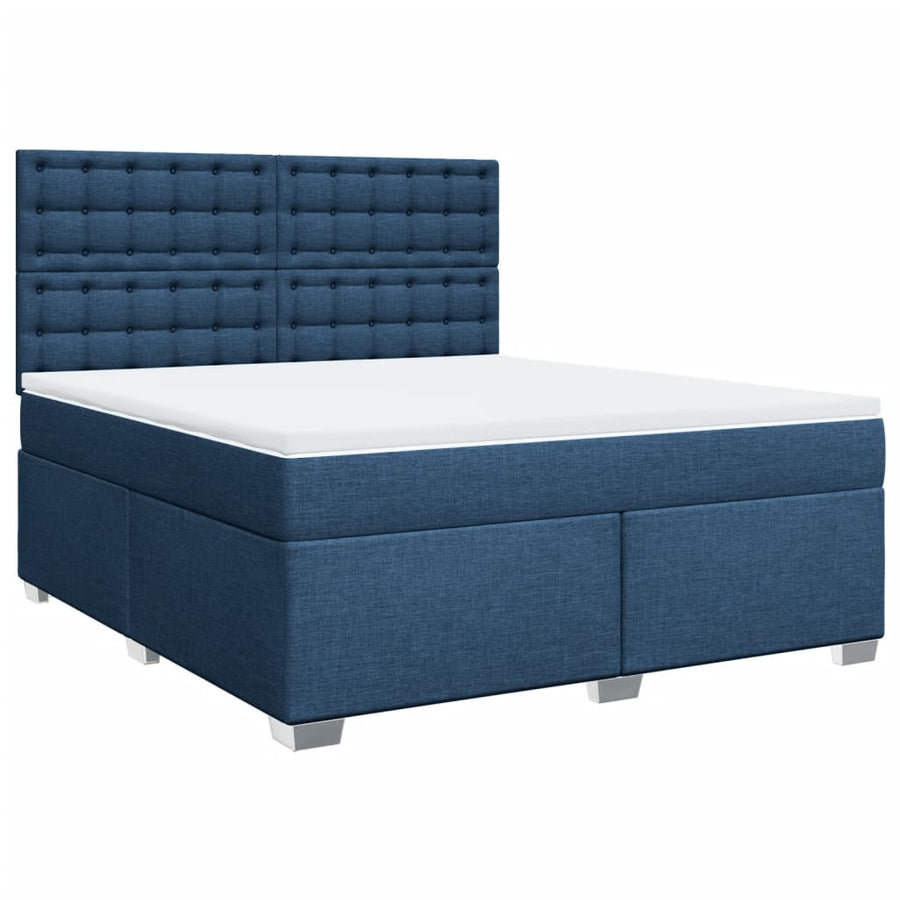 Boxspring met matras stof blauw 180x200 cm