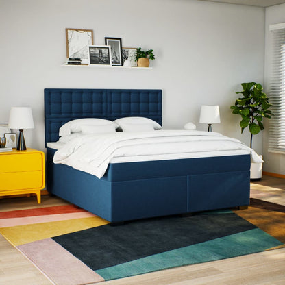Boxspring met matras stof blauw 180x200 cm