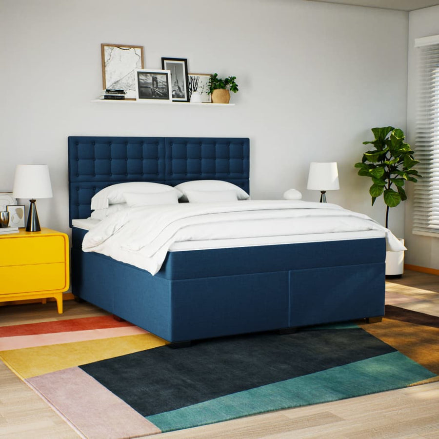 Boxspring met matras stof blauw 180x200 cm