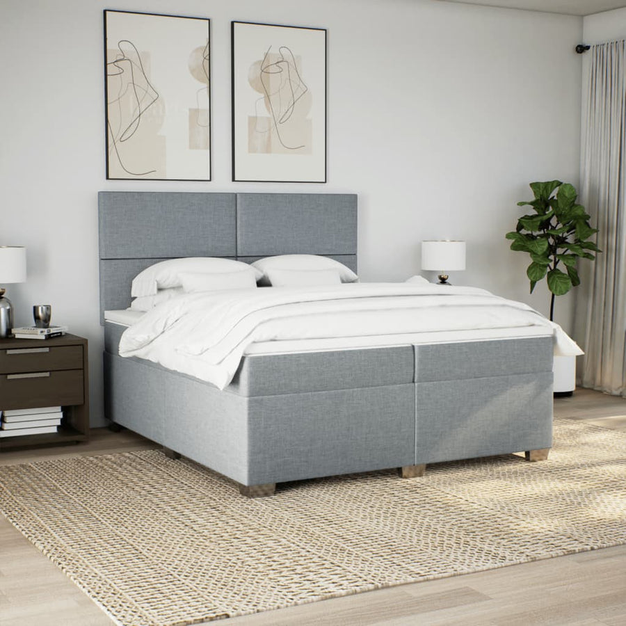 Boxspring met matras stof lichtgrijs 200x200 cm