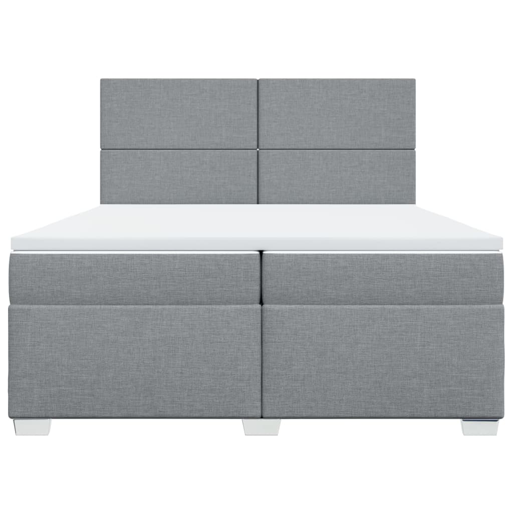 Boxspring met matras stof lichtgrijs 200x200 cm
