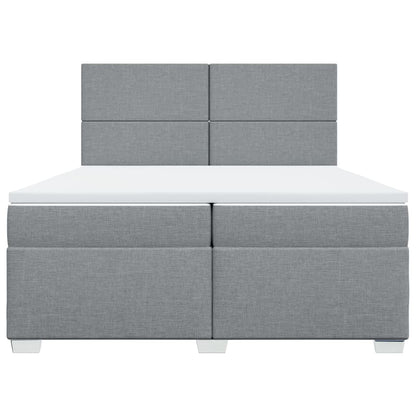 Boxspring met matras stof lichtgrijs 200x200 cm