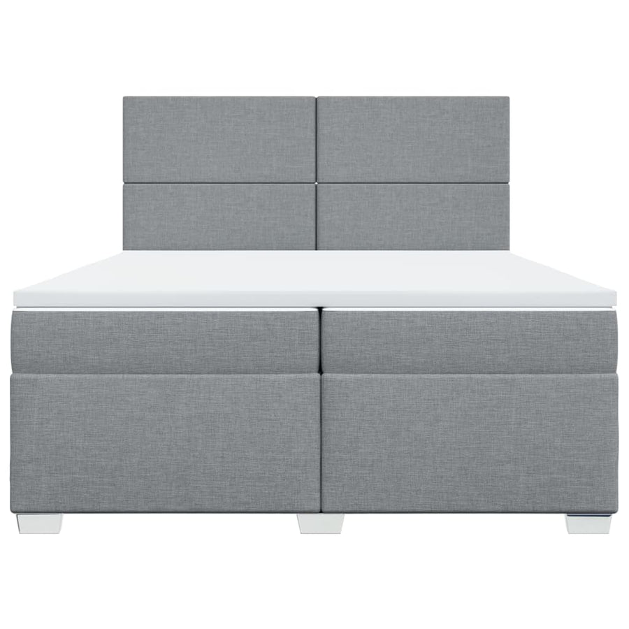 Boxspring met matras stof lichtgrijs 200x200 cm
