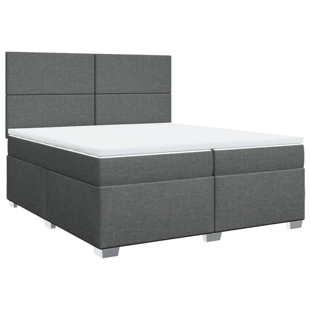 Boxspring met matras stof donkergrijs 200x200 cm