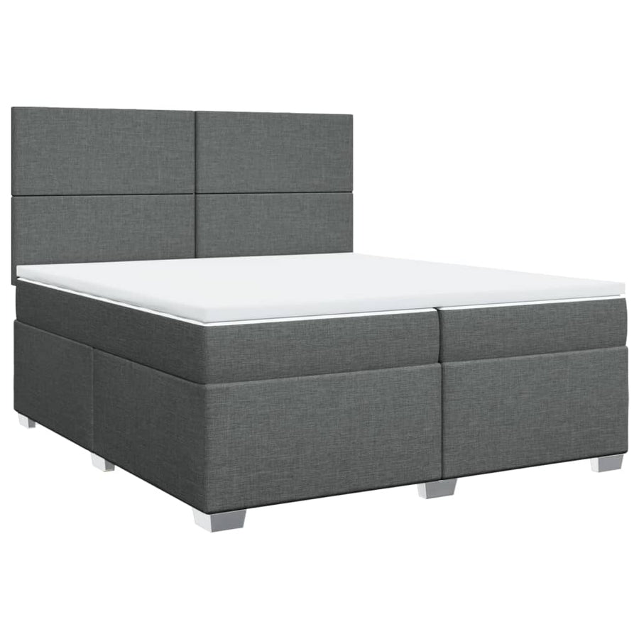 Boxspring met matras stof donkergrijs 200x200 cm