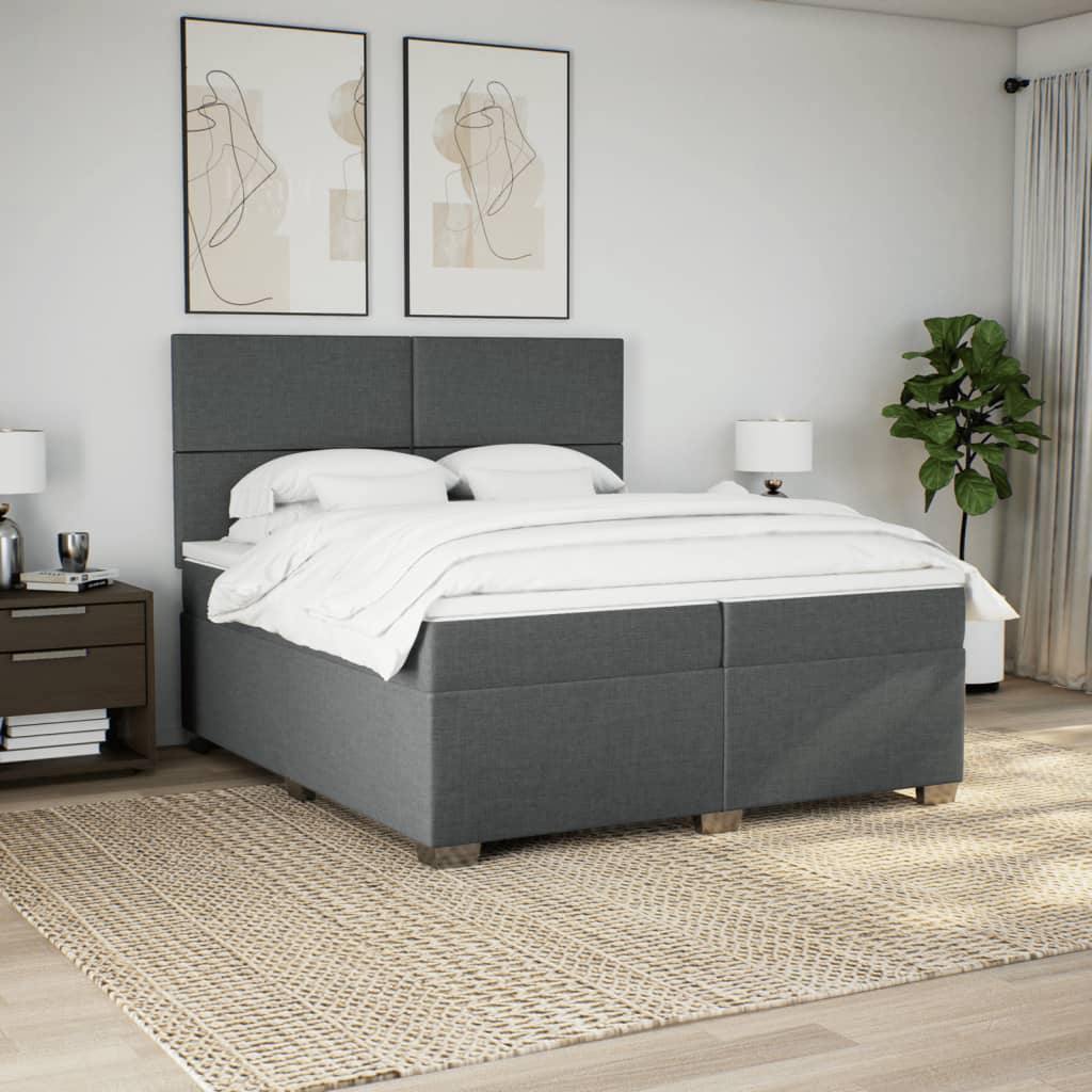 Boxspring met matras stof donkergrijs 200x200 cm