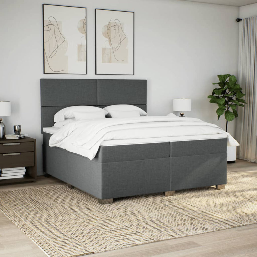 Boxspring met matras stof donkergrijs 200x200 cm