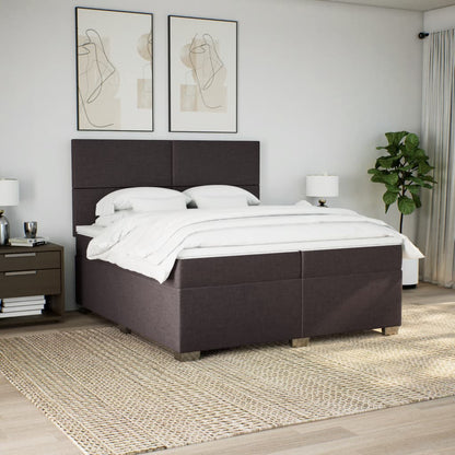 Boxspring met matras stof donkerbruin 200x200 cm