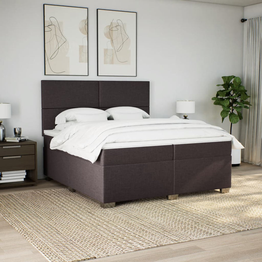 Boxspring met matras stof donkerbruin 200x200 cm