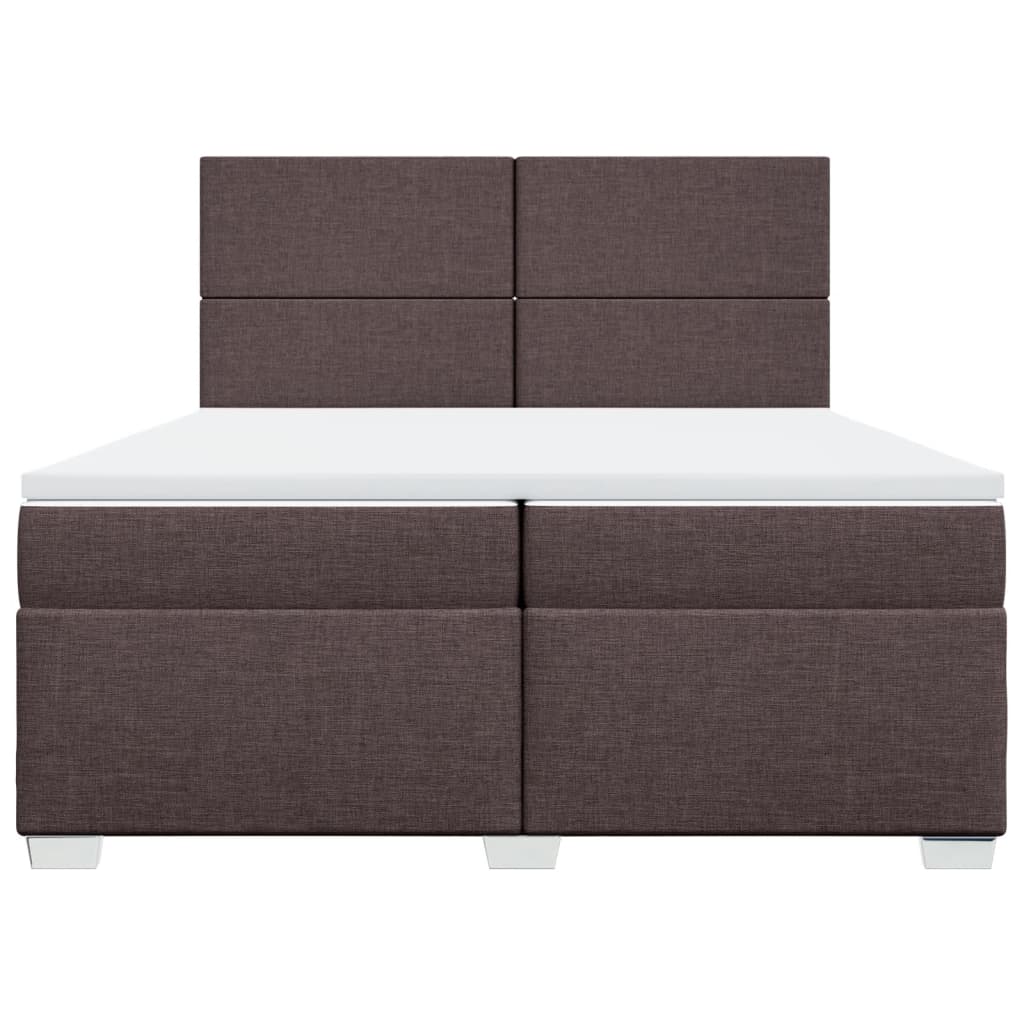 Boxspring met matras stof donkerbruin 200x200 cm