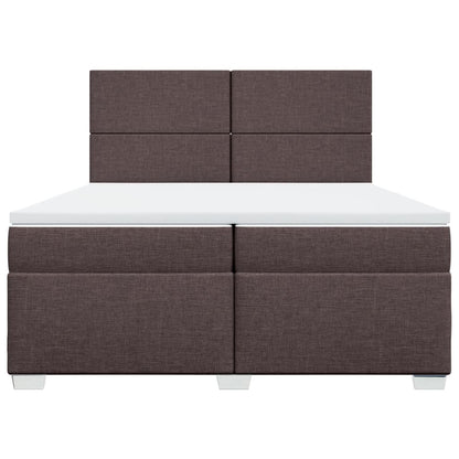 Boxspring met matras stof donkerbruin 200x200 cm