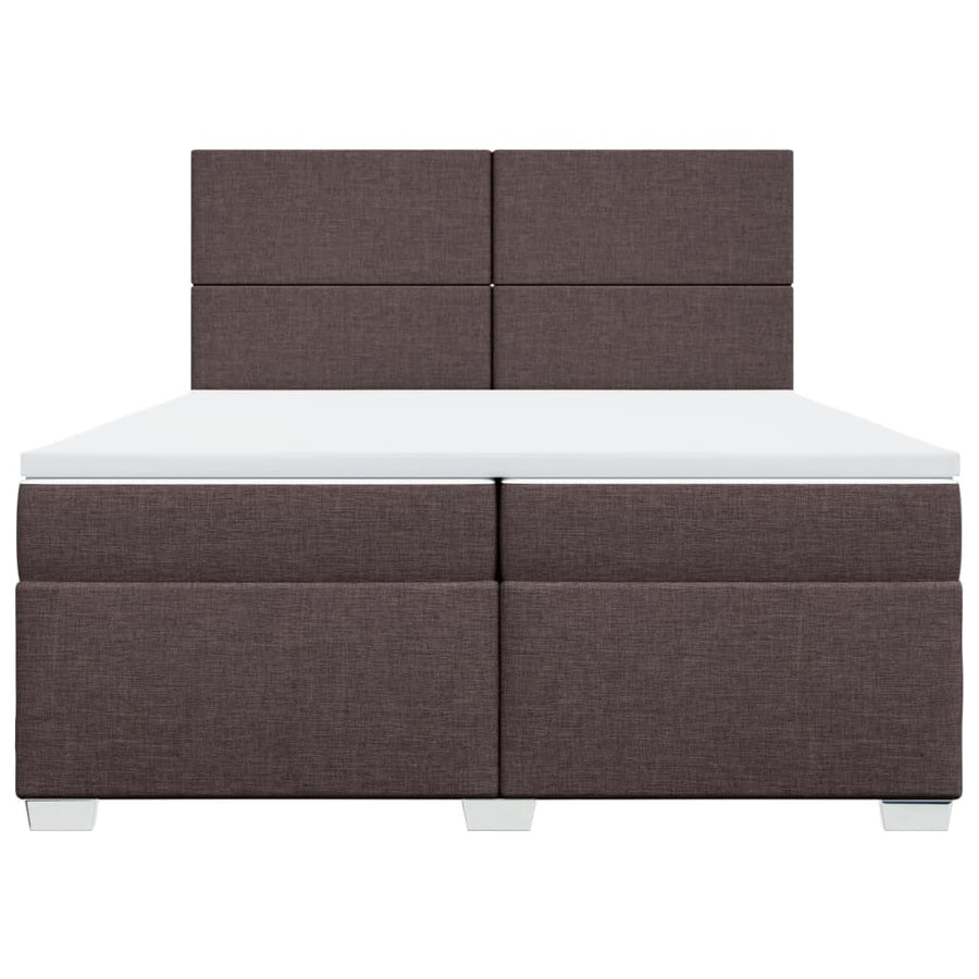 Boxspring met matras stof donkerbruin 200x200 cm