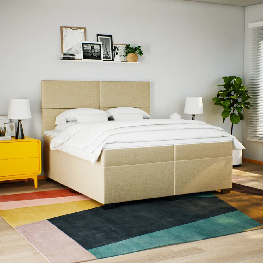 Boxspring met matras stof crèmekleurig 200x200 cm