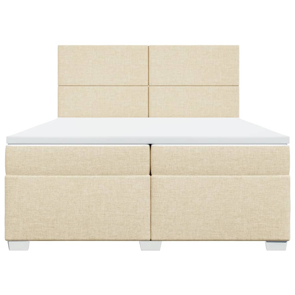Boxspring met matras stof crèmekleurig 200x200 cm