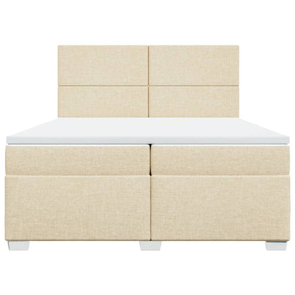 Boxspring met matras stof crèmekleurig 200x200 cm