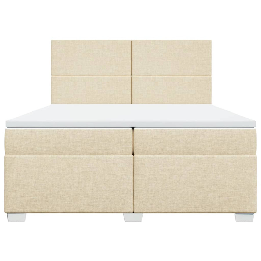 Boxspring met matras stof crèmekleurig 200x200 cm