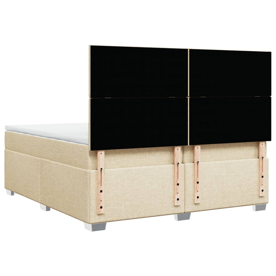 Boxspring met matras stof crèmekleurig 200x200 cm