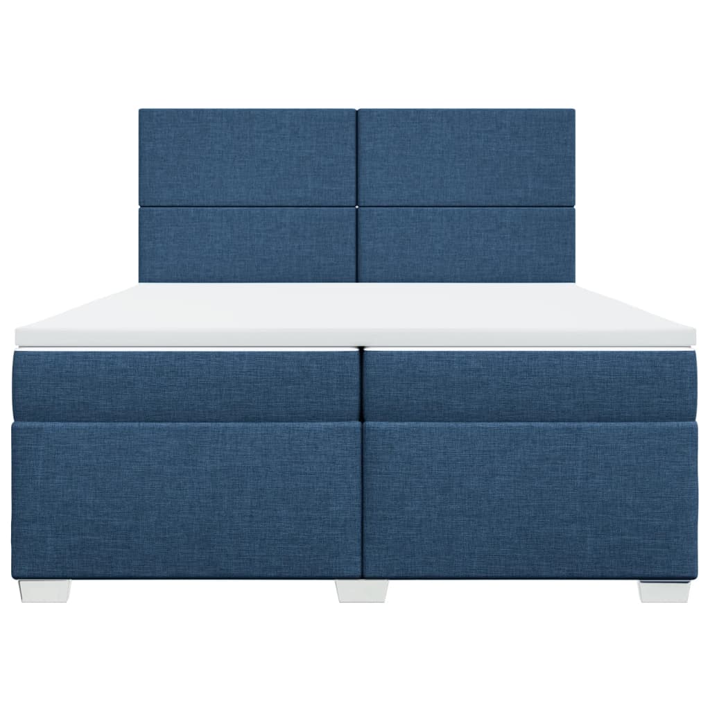 Boxspring met matras stof blauw 200x200 cm