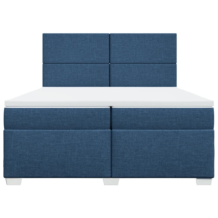 Boxspring met matras stof blauw 200x200 cm