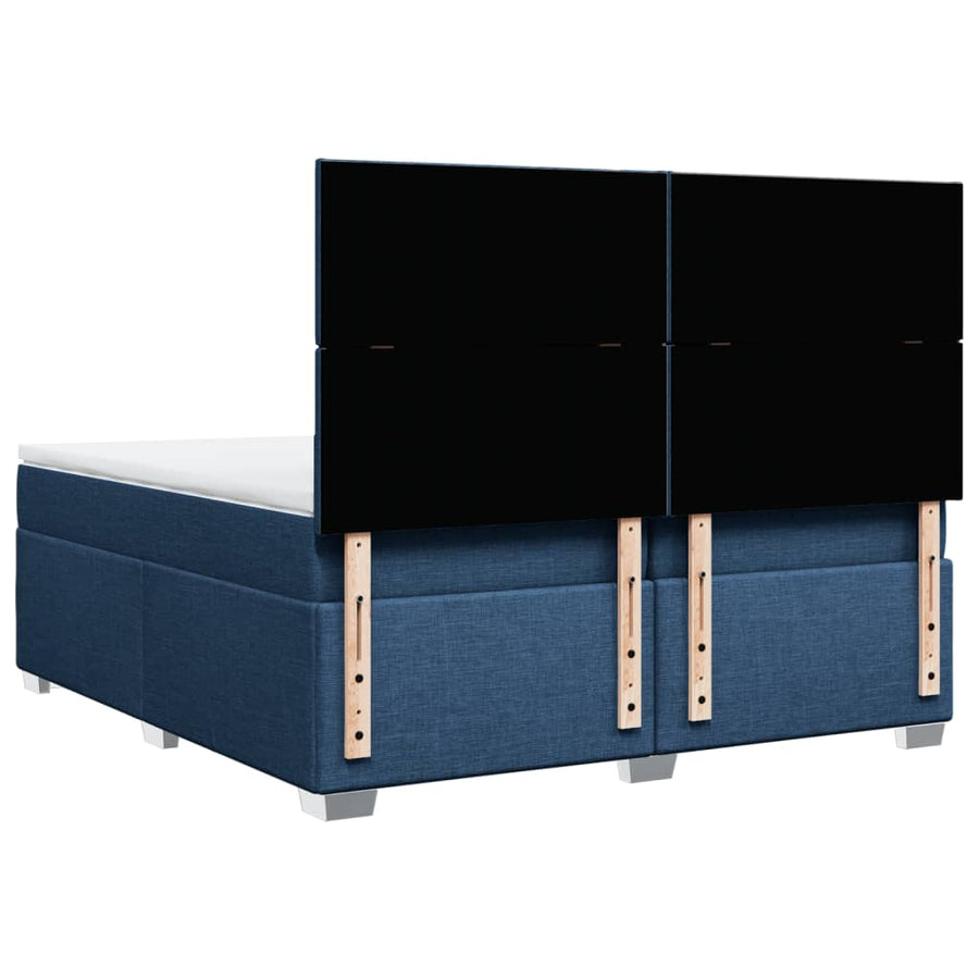 Boxspring met matras stof blauw 200x200 cm