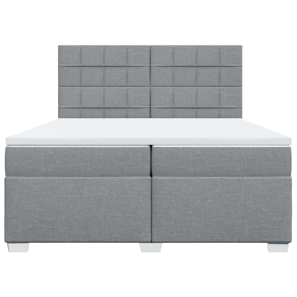 Boxspring met matras stof lichtgrijs 200x200 cm